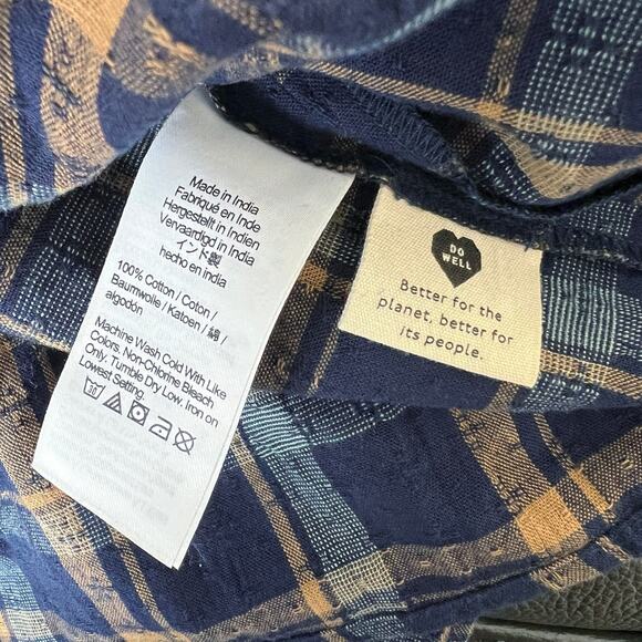 Madewell Navy and Brown Plaid Blouse - Picture 13 of 16